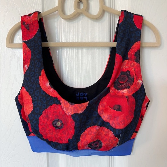 NWOT JoyLab Red Floral Sports Bra - Picture 2 of 8
